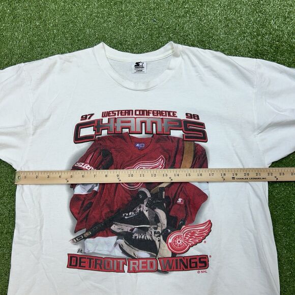 Vintage Starter Detroit Red Wings 1997 - 98 Western Conf Champs Tee Size Large - Picture 4 of 6